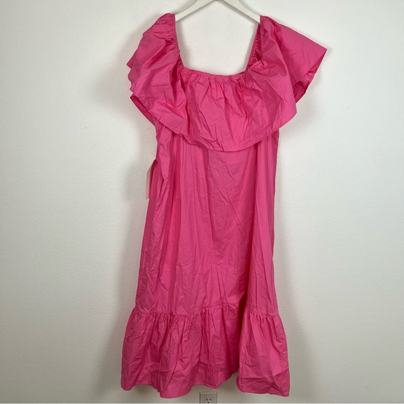 NWT Never Fully Dressed Rosie Off the Shoulder Ruffle Midi Dress Pink - Picture 8 of 9